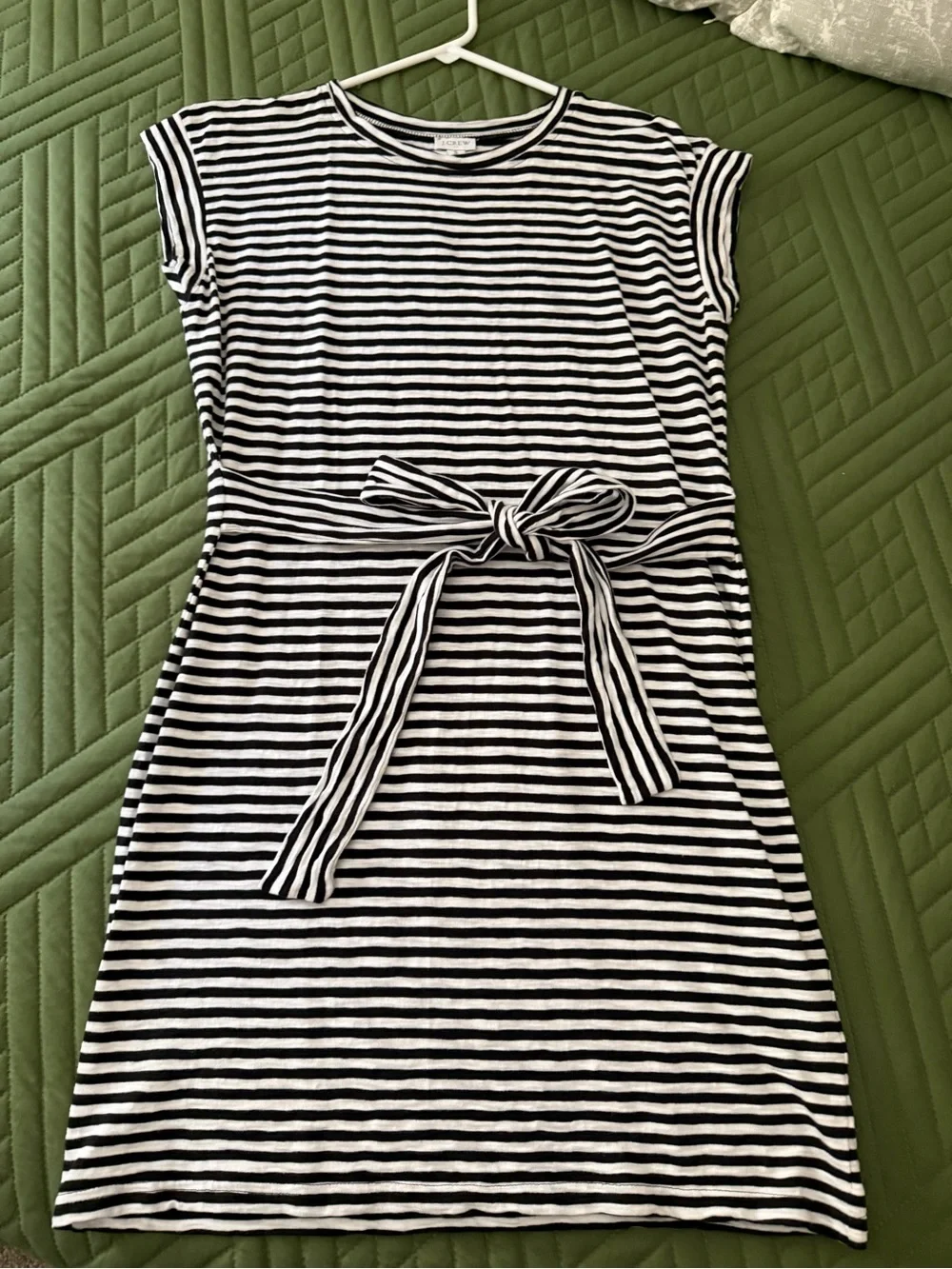 J. Crew Striped Black & White Belted T-Shirt Dress - Women